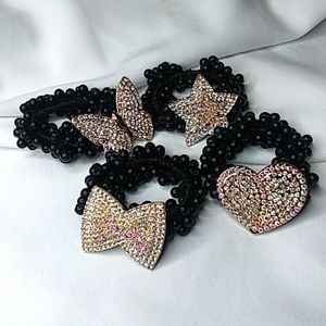 4 pcs black beads hair tie